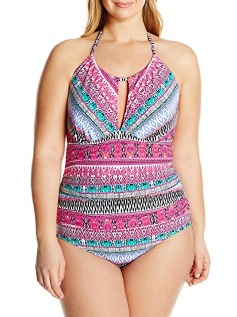 Kenneth Cole Women's Swimsuit Riviera High Neck One Piece Tummy Control Size 1X